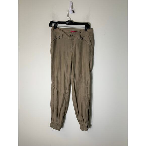 Alice + Olivia Tan Olive Cotton Blend Joggers Sz 0 - Picture 1 of 2
